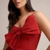 Cheap Anne Klein A Line Midi With Bow Bodice Titian Red