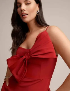 Cheap Anne Klein A Line Midi With Bow Bodice Titian Red