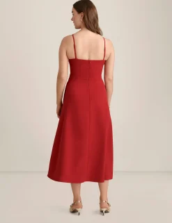 Cheap Anne Klein A Line Midi With Bow Bodice Titian Red