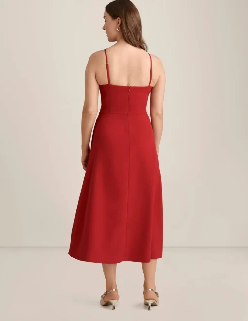 Cheap Anne Klein A Line Midi With Bow Bodice Titian Red