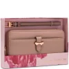 Online Anne Klein AK Boxed Slim Zip Wallet With Bow Detailing And Wristlet Strap Stone