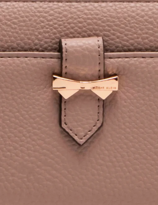 Online Anne Klein AK Boxed Slim Zip Wallet With Bow Detailing And Wristlet Strap Stone