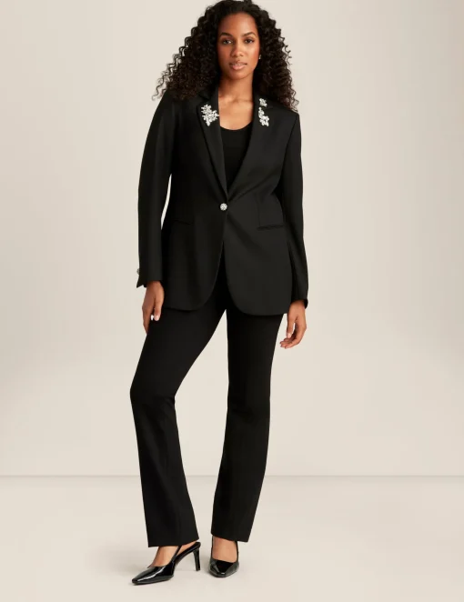 Best Sale Anne Klein Anne Stretch One Button Notch Collar Jacket