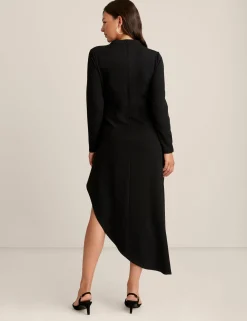 Outlet Anne Klein Asymmetrical Hem Ruched Midi Anne Black