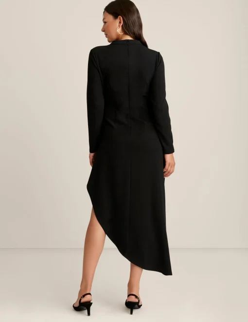 Outlet Anne Klein Asymmetrical Hem Ruched Midi Anne Black