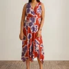 Sale Anne Klein Asymmetrical Surplice Dress Tandoori Red Multi