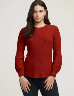 Store Anne Klein Balloon Sleeve Sweater- Sale Titian Red