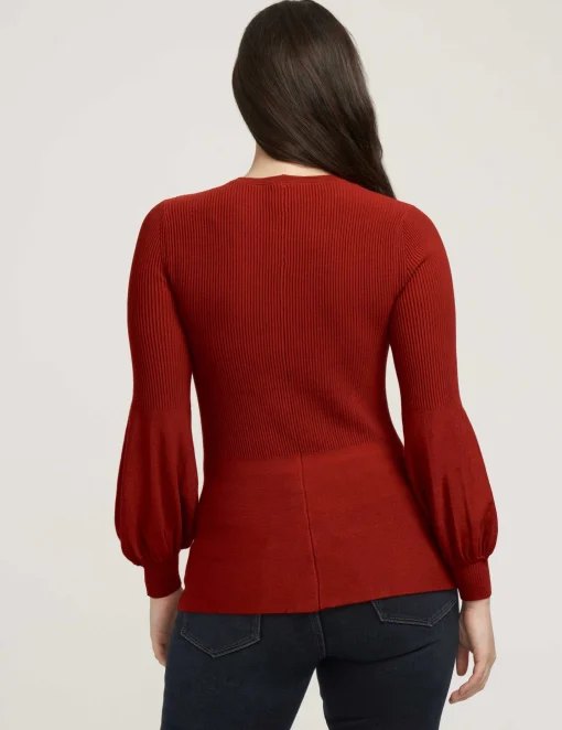 Store Anne Klein Balloon Sleeve Sweater- Sale Titian Red