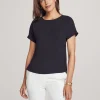 Shop Anne Klein Bateau Neck Short Sleeve Blouse Anne Black