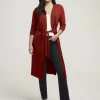 Cheap Anne Klein Belted Long Cardigan- Sale Titian Red