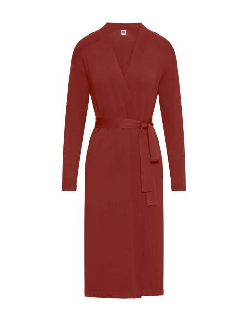 Cheap Anne Klein Belted Long Cardigan- Sale Titian Red