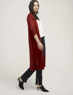 Cheap Anne Klein Belted Long Cardigan- Sale Titian Red