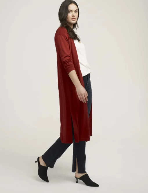 Cheap Anne Klein Belted Long Cardigan- Sale Titian Red