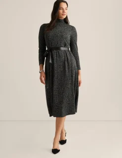 Cheap Anne Klein Belted Mock Neck Midi Dress Mid Heathr Gry Mlt