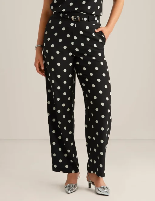 Online Anne Klein Belted Pull On High Rise Wide Leg Pant Anne Blk/Anne Wht