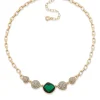 Cheap Anne Klein Bezel Set Station Necklace Gold Tone