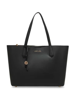 Clearance Anne Klein Bonded Double Compartment Tote With Striped Pouch Black/AK Blurred Floral