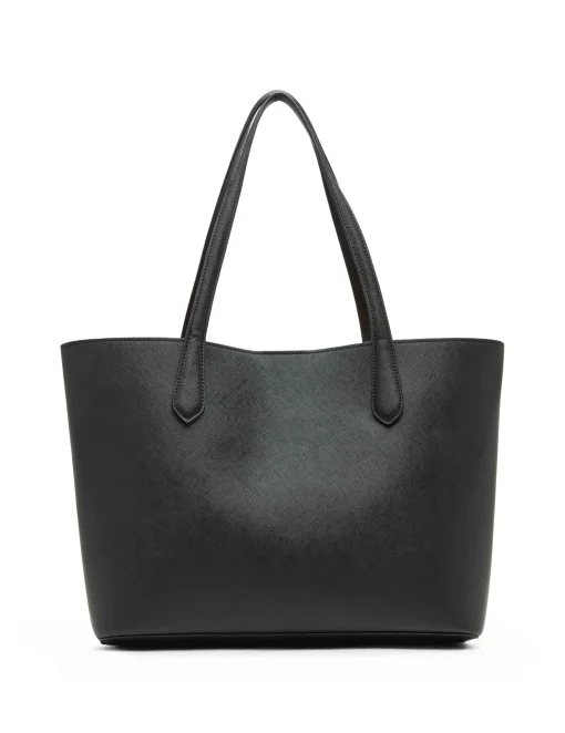 Clearance Anne Klein Bonded Double Compartment Tote With Striped Pouch Black/AK Blurred Floral