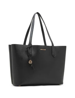 Clearance Anne Klein Bonded Double Compartment Tote With Striped Pouch Black/AK Blurred Floral
