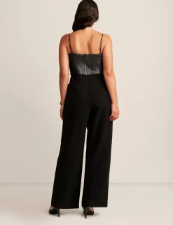 Fashion Anne Klein Bow Bodice Straight Leg Jumpsuit Anne Black/Gunmetal