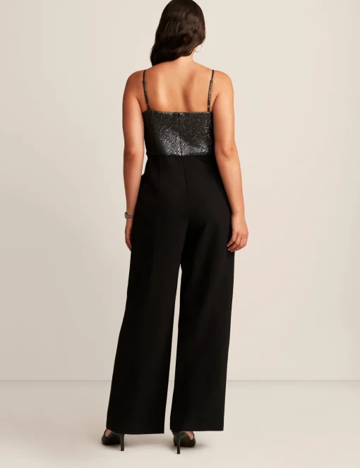 Fashion Anne Klein Bow Bodice Straight Leg Jumpsuit Anne Black/Gunmetal