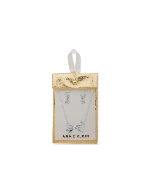 Flash Sale Anne Klein Bow Necklace And Earring Set In Pouch
