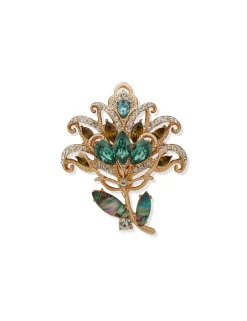 Best Sale Anne Klein Boxed Gold Flower Pin-Green