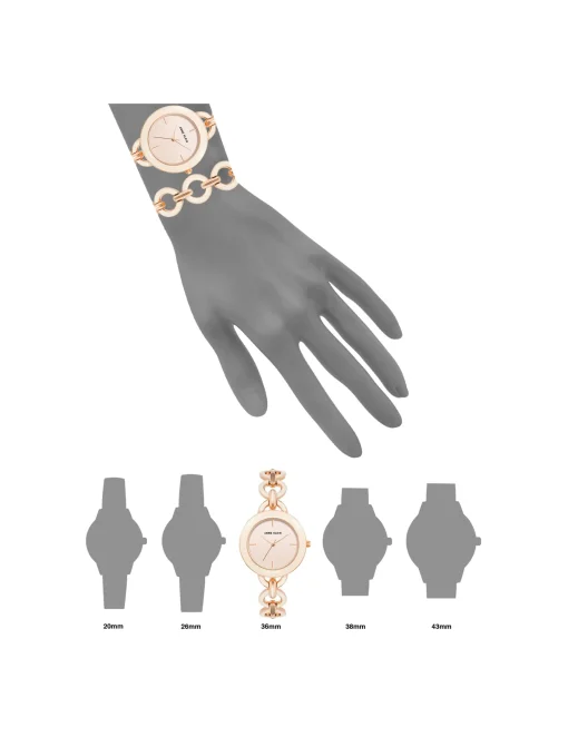 Fashion Anne Klein Boyfriend Circular Link Bracelet Watch Set- Sale Blush Pink/ Rose Gold Tone