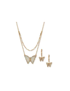 Discount Anne Klein Butterfly Earring/ Necklace Set-Mother Of Pearl