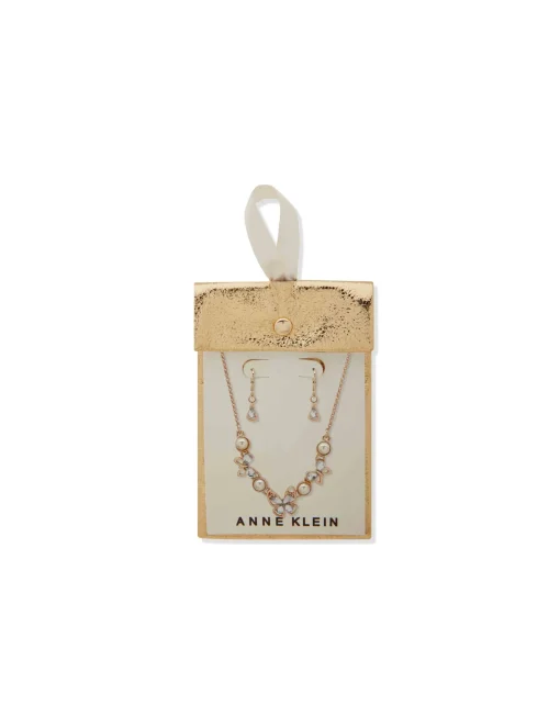 Outlet Anne Klein Butterfly Frontal Crystal Necklace And Earring Set