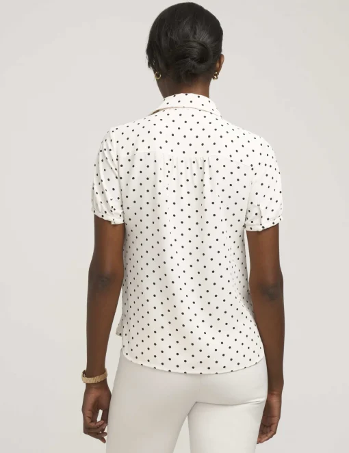 Best Anne Klein Button Down Blouse With Cap Sleeve Anne White/Anne Black
