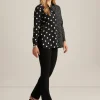 New Anne Klein Button Front Long Sleeve Shirt Bright White/Anne Blac