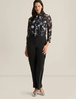 Discount Anne Klein Button Front Long Sleeve Blouse Anne Black Multi