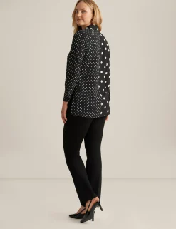 New Anne Klein Button Front Long Sleeve Shirt Bright White/Anne Blac