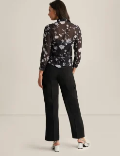 Discount Anne Klein Button Front Long Sleeve Blouse Anne Black Multi