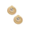 Best Sale Anne Klein Button Gold-tone Crystal Clip Earrings