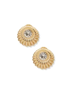 Best Sale Anne Klein Button Gold-tone Crystal Clip Earrings