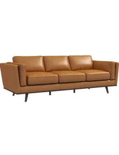 Hot Anne Klein Cardano Cognac Tan 89" Genuine Leather Sofa
