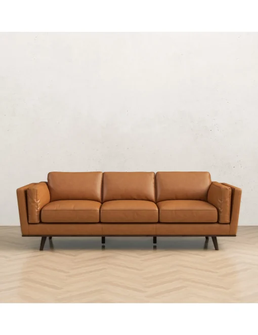Hot Anne Klein Cardano Cognac Tan 89" Genuine Leather Sofa