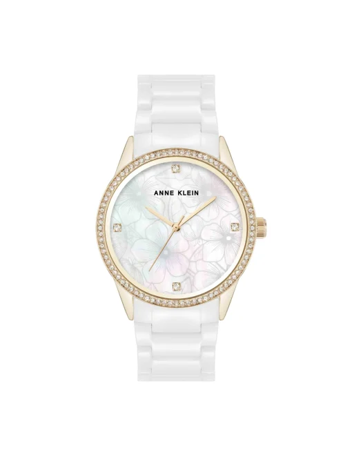 Flash Sale Anne Klein Ceramic Bracelet Floral Dial Watch