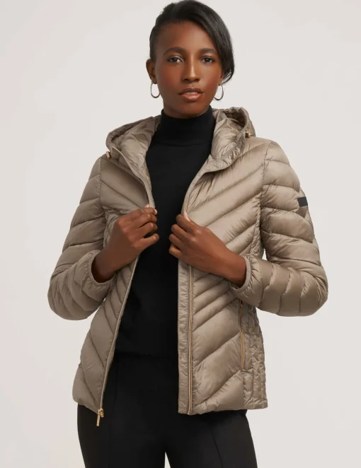 Store Anne Klein Chevron Packable Puffer Jacket