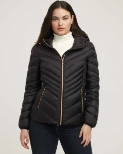 Store Anne Klein Chevron Packable Puffer Jacket