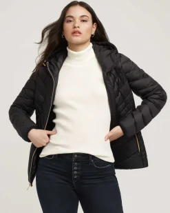Store Anne Klein Chevron Packable Puffer Jacket