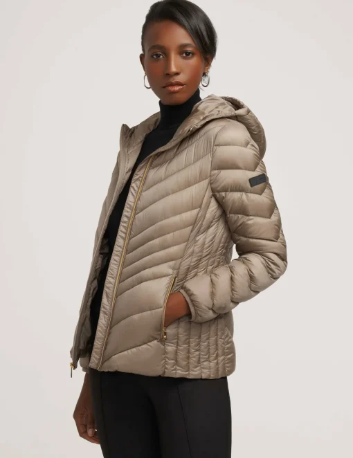 Store Anne Klein Chevron Packable Puffer Jacket
