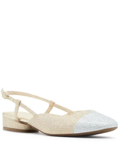 New Anne Klein Cindy Crystal Slingback Flat Platinum