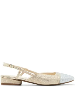 New Anne Klein Cindy Crystal Slingback Flat Platinum