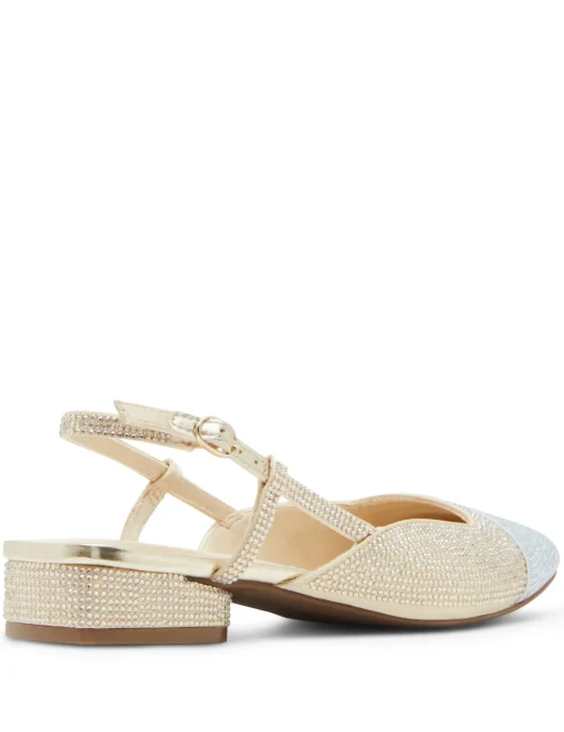 New Anne Klein Cindy Crystal Slingback Flat Platinum