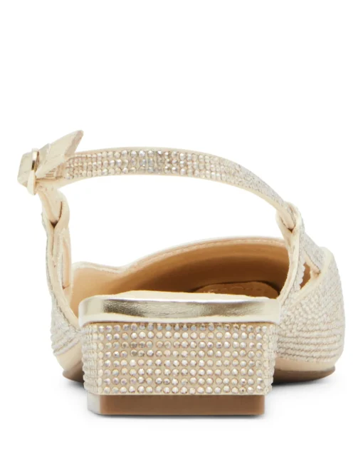 New Anne Klein Cindy Crystal Slingback Flat Platinum
