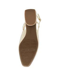 New Anne Klein Cindy Crystal Slingback Flat Platinum
