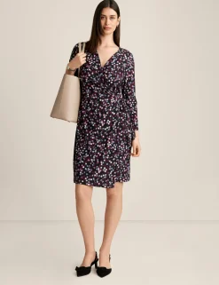 Sale Anne Klein Classic Wrap Dress Deep Plum Multi
